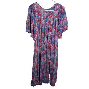 Go Softly Patio Dress Women's XL Floral Printed Artsy House Dress Mumu Casual